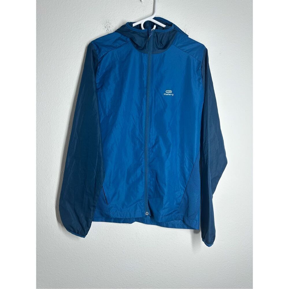Kalenji Decathlon Running Jacket Zip Pockets Hood Blue Size M